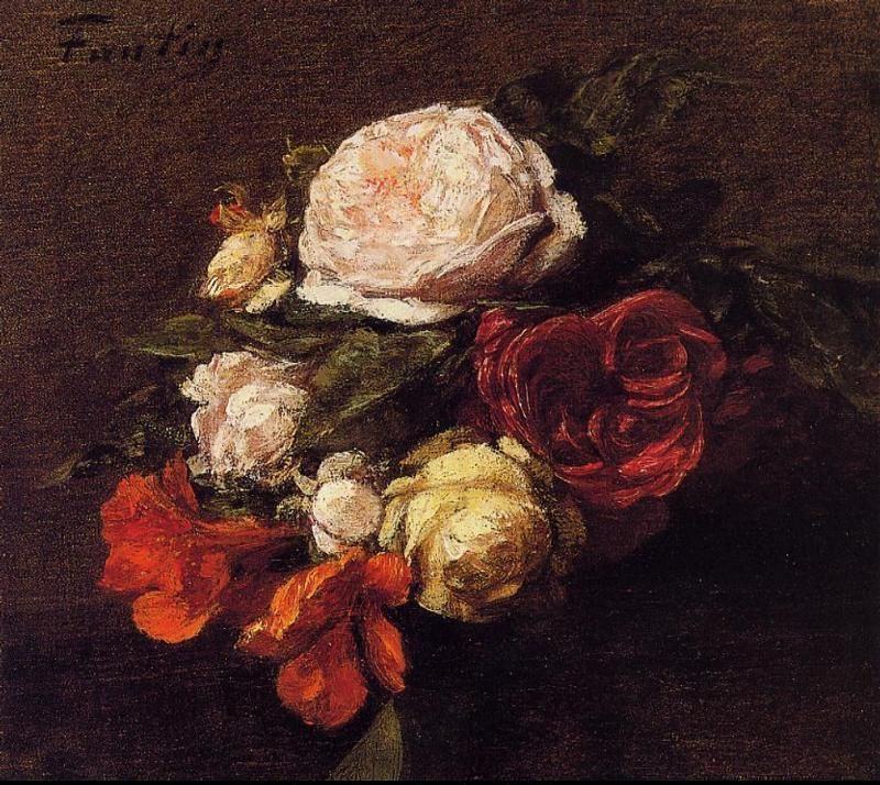 Henri Fantin-Latour Roses and Nasturtiums